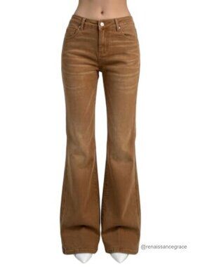 Womens Flare Bell Bottom Jeans Wide Leg Stretchy Denim Pants